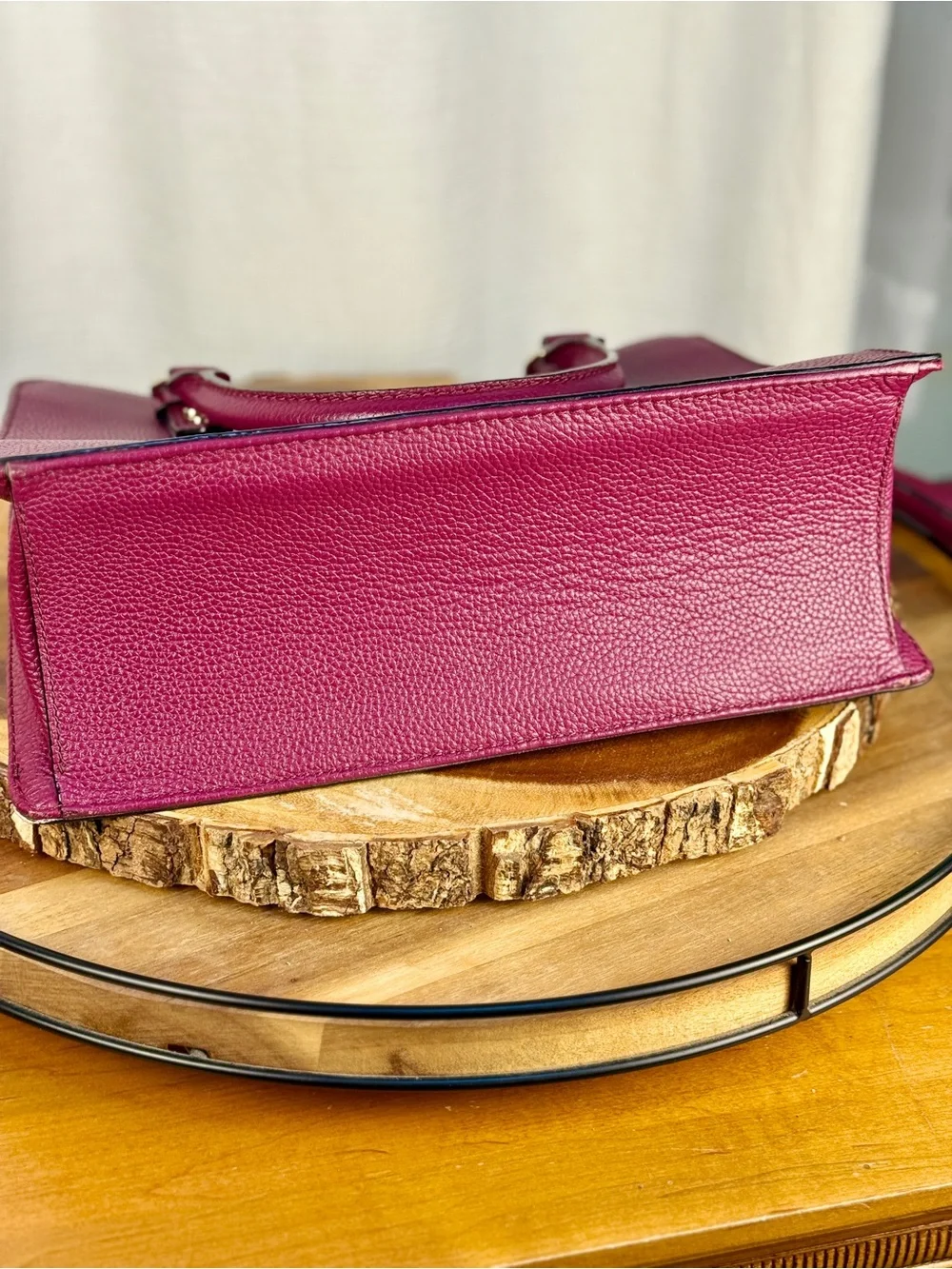 Kate Spade Berry Red Pebbled Leather Mulberry Street Lise Satchel Crossbody EUC